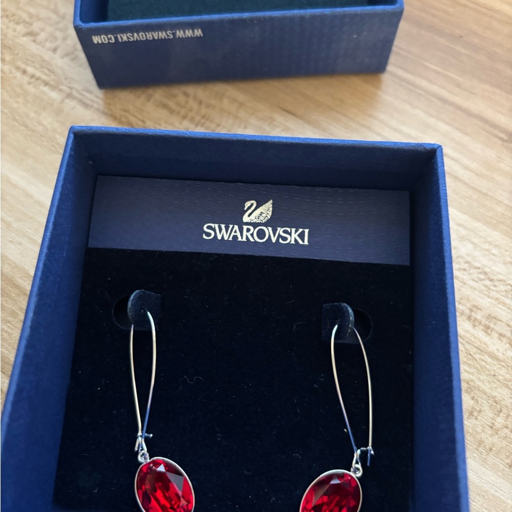 Swarovski Red Crystal Dangle Earrings